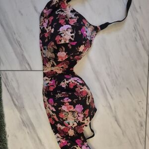 Torrid Black and Pink Floral Bra
